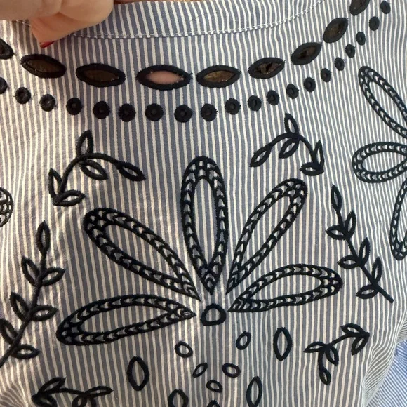 TALBOTS Eyelet Embroidered Striped Blouse - Picture 9 of 11